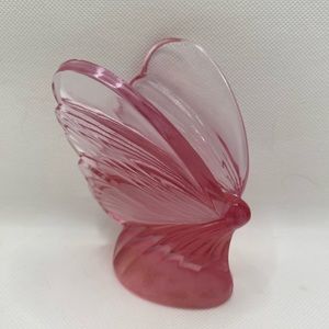 Vintage Fenton Pink Mauve Dusty Rose Butterfly Glass Figurine 4-1/2"